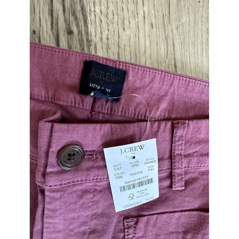 J. Crew NWT patch pocket Cotton Lizzie Pant dark pink women's size 31P petite